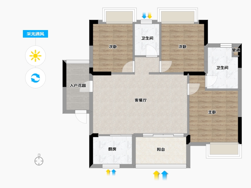 湖南省-长沙市-奥莱城-86.61-户型库-采光通风