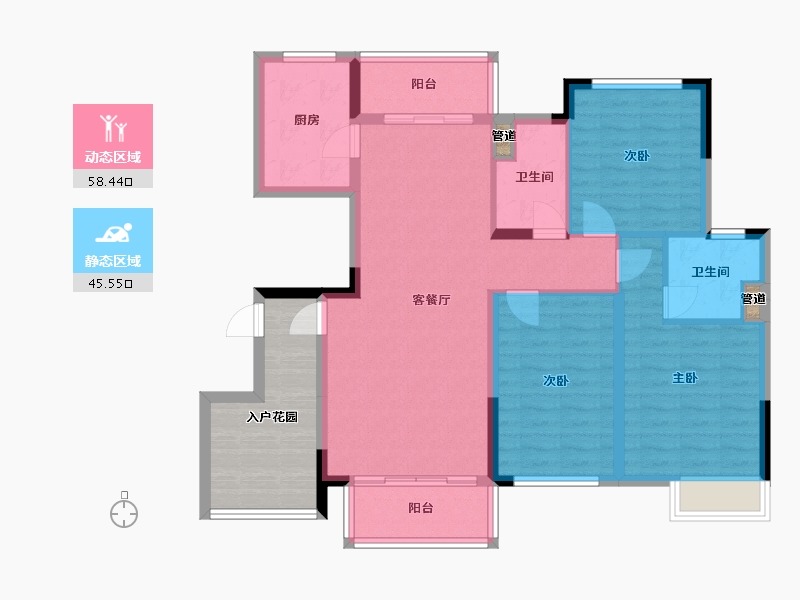 湖南省-长沙市-奥莱城-103.90-户型库-动静分区