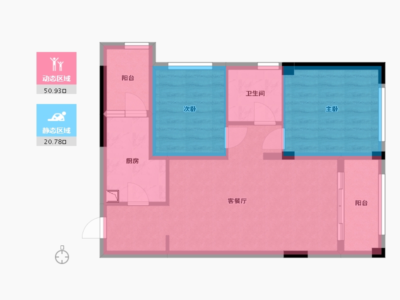 浙江省-杭州市-远洋西溪公馆-63.42-户型库-动静分区