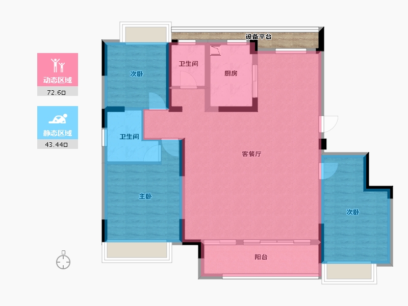 湖南省-长沙市-洋沙湖国际旅游度假区・洋沙小镇-108.18-户型库-动静分区