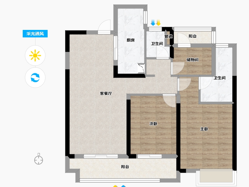 湖南省-长沙市-澳海云天赋-84.59-户型库-采光通风