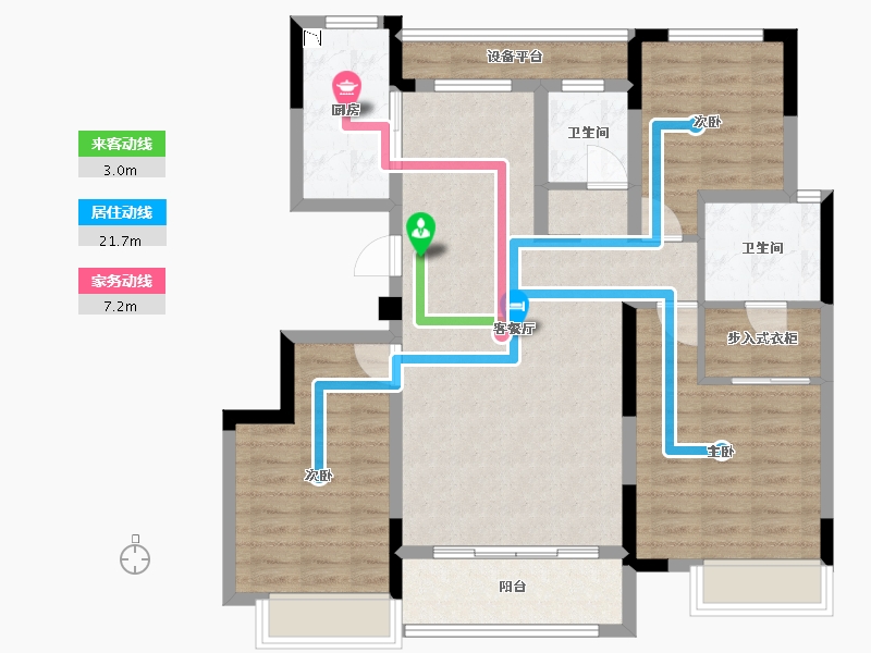 湖南省-长沙市-洋沙湖国际旅游度假区・洋沙小镇-96.54-户型库-动静线