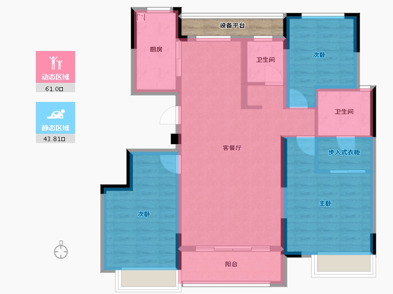 湖南省-长沙市-洋沙湖国际旅游度假区・洋沙小镇-96.54-户型库-动静分区