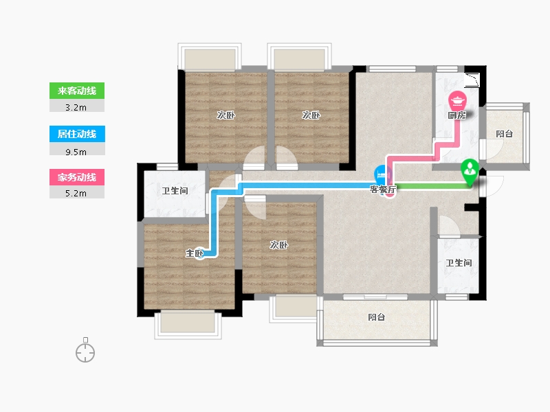 湖北省-宜昌市-鸿瑞华府B-99.20-户型库-动静线