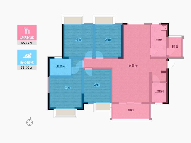 湖北省-宜昌市-鸿瑞华府B-99.20-户型库-动静分区