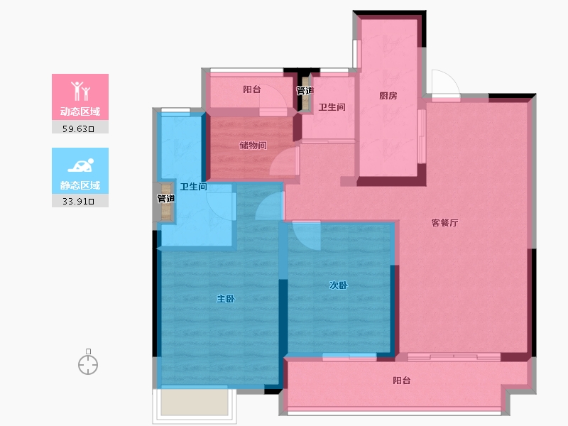 湖南省-长沙市-澳海云天赋-83.38-户型库-动静分区