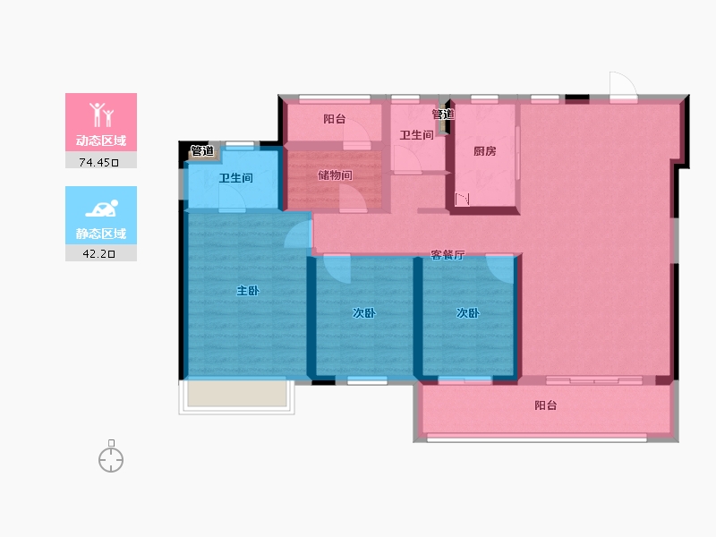 湖南省-长沙市-澳海云天赋-104.35-户型库-动静分区