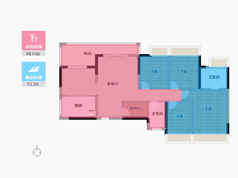 广东省-惠州市-天安星河广场-106.65-户型库-动静分区