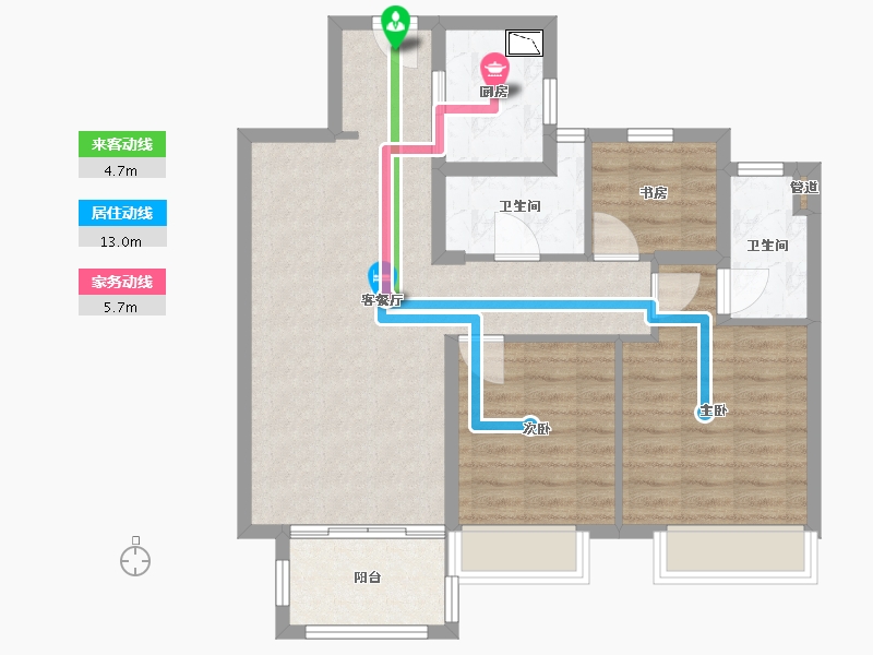 陕西省-渭南市-渭南三迪云顶枫丹-80.80-户型库-动静线