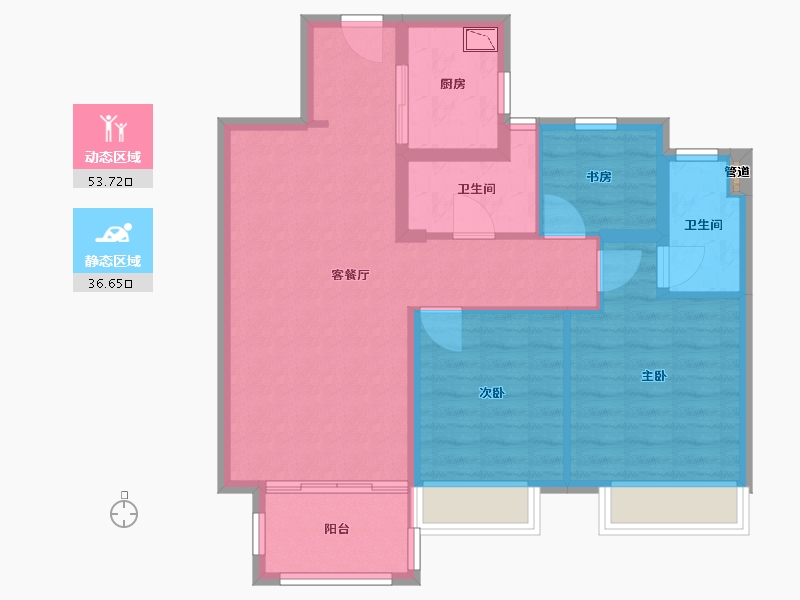 陕西省-渭南市-渭南三迪云顶枫丹-80.80-户型库-动静分区