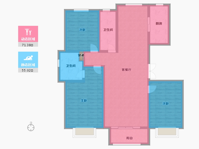 内蒙古自治区-包头市-君悦府-113.60-户型库-动静分区