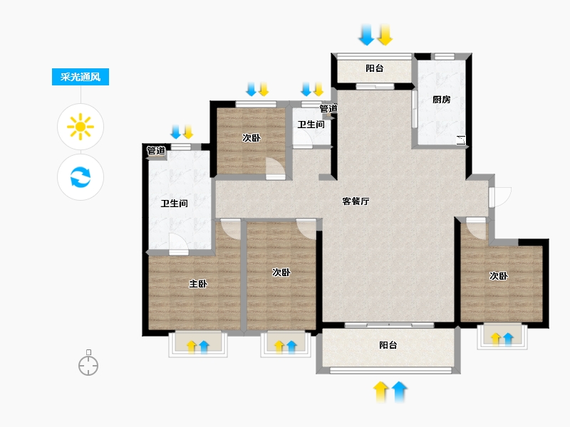 陕西省-渭南市-汉华原上-128.06-户型库-采光通风