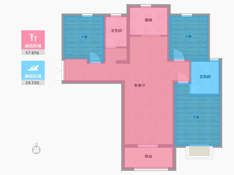 陕西省-西安市-恒志云都-85.96-户型库-动静分区