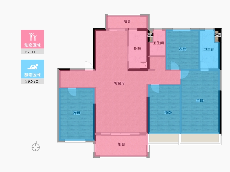 陕西省-渭南市-碧桂园翡翠华府-114.40-户型库-动静分区