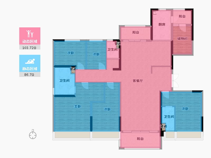 陕西省-渭南市-碧桂园翡翠华府-172.80-户型库-动静分区