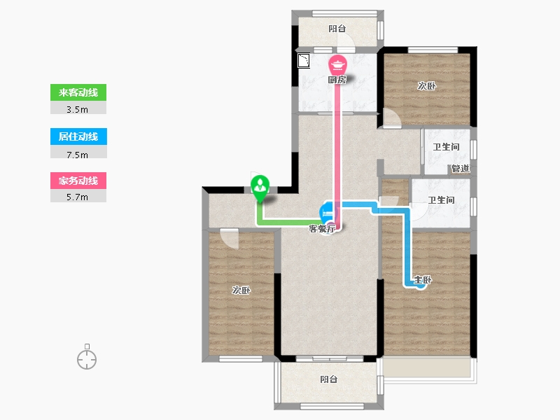 陕西省-渭南市-碧桂园翡翠华府-101.60-户型库-动静线