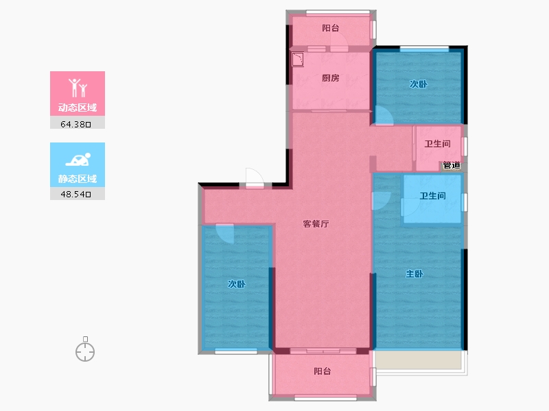 陕西省-渭南市-碧桂园翡翠华府-101.60-户型库-动静分区