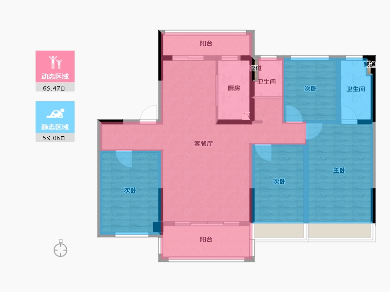 陕西省-渭南市-碧桂园翡翠华府-115.20-户型库-动静分区