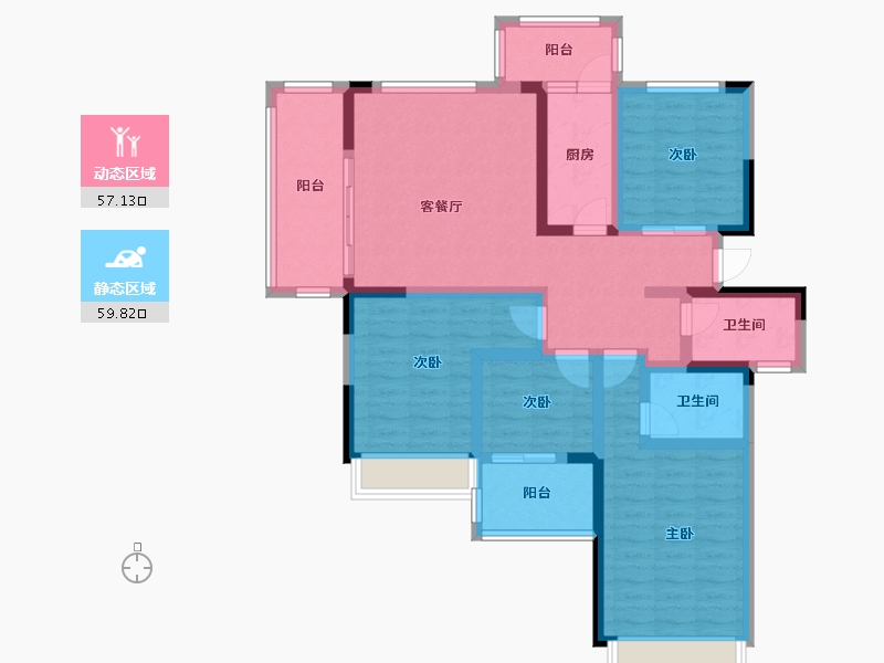 四川省-成都市-怡湖玫瑰苑-102.26-户型库-动静分区