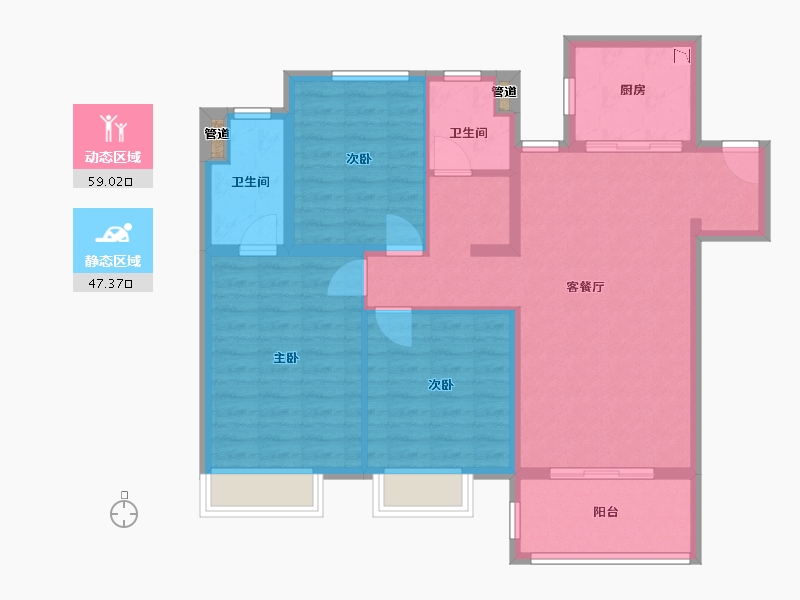 陕西省-渭南市-渭南三迪云顶枫丹-96.00-户型库-动静分区