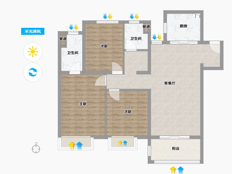 陕西省-渭南市-渭南三迪云顶枫丹-96.00-户型库-采光通风