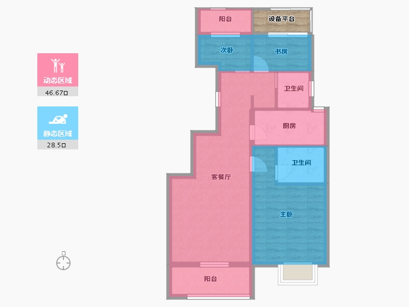 浙江省-宁波市-红星紫御半岛-70.00-户型库-动静分区