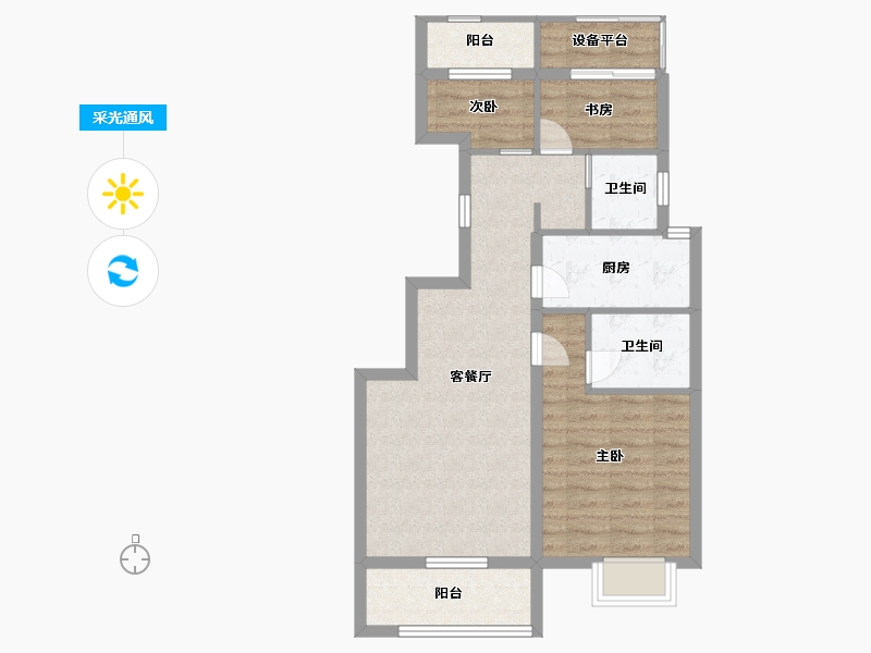 浙江省-宁波市-红星紫御半岛-70.00-户型库-采光通风