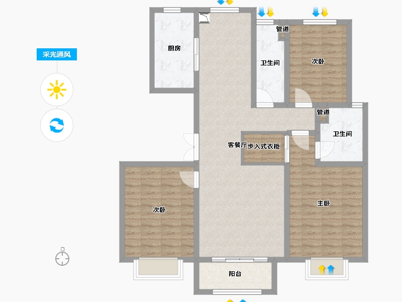 内蒙古自治区-包头市-君悦府-107.20-户型库-采光通风