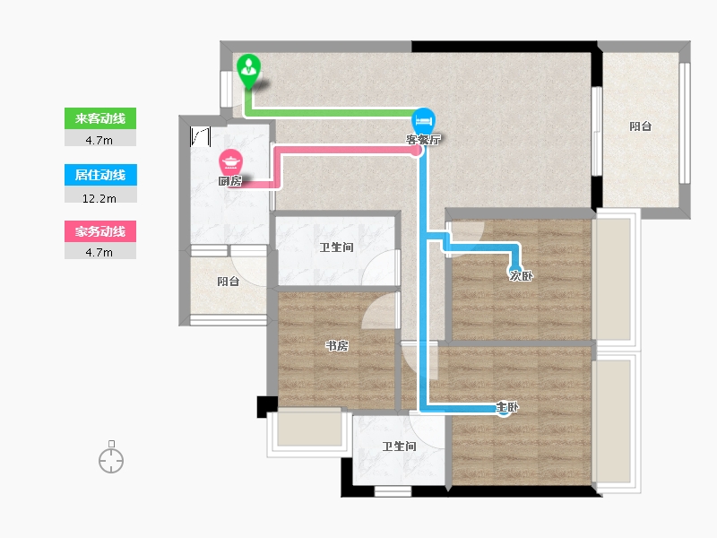 广东省-肇庆市-天玺御�Z园-72.46-户型库-动静线