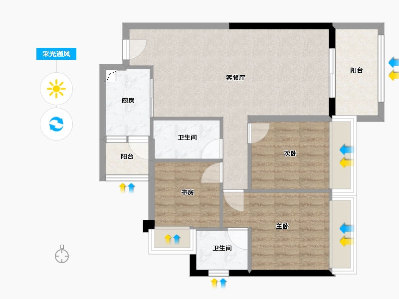 广东省-肇庆市-天玺御�Z园-72.46-户型库-采光通风