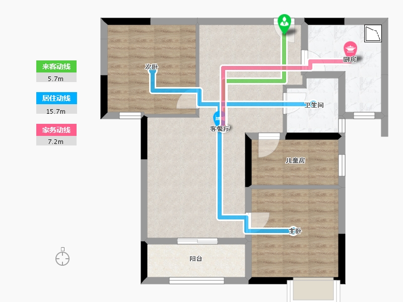 湖北省-武汉市-庭瑞新汉口-73.40-户型库-动静线