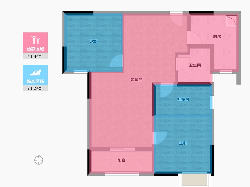 湖北省-武汉市-庭瑞新汉口-73.40-户型库-动静分区