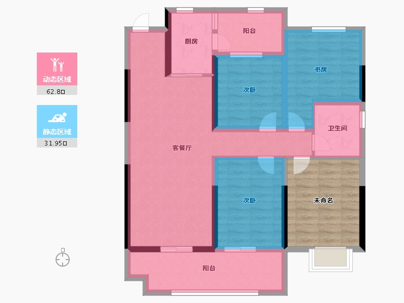 安徽省-六安市-高速时代御府-94.85-户型库-动静分区