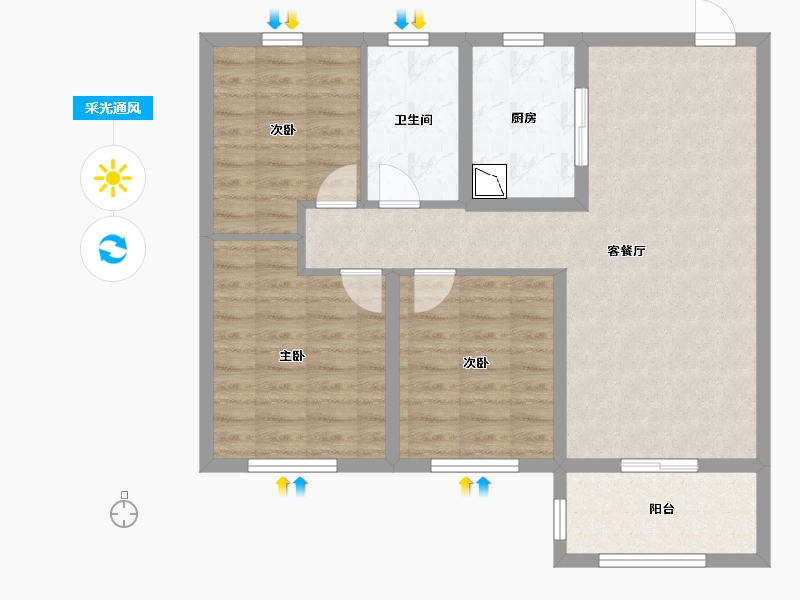 江苏省-南通市-龙馨家园-83.19-户型库-采光通风