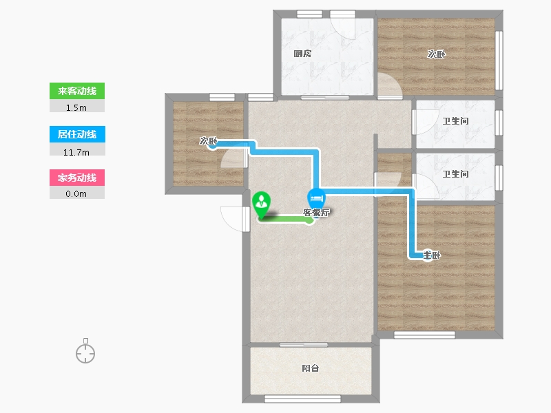 江苏省-南通市-卓越万科新都会-84.83-户型库-动静线