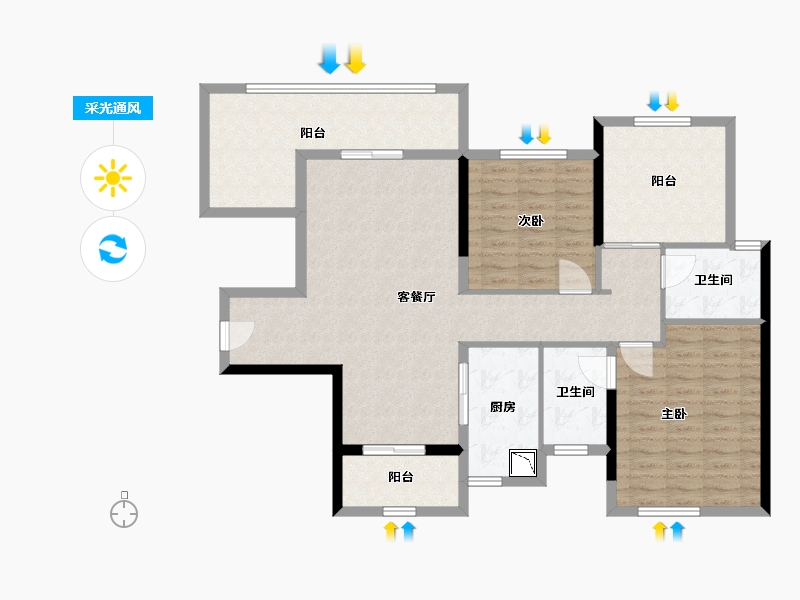 广东省-汕头市-中海寰宇天下-112.20-户型库-采光通风