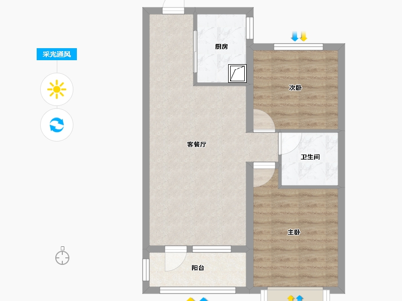 河北省-石家庄市-绿地新里城・西斯莱公馆-58.55-户型库-采光通风