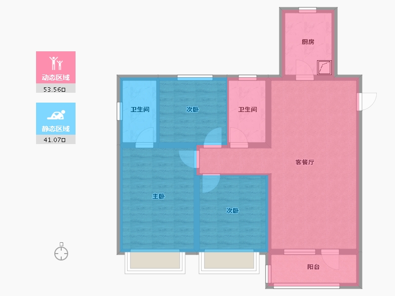 河北省-石家庄市-绿地新里城・西斯莱公馆-83.71-户型库-动静分区