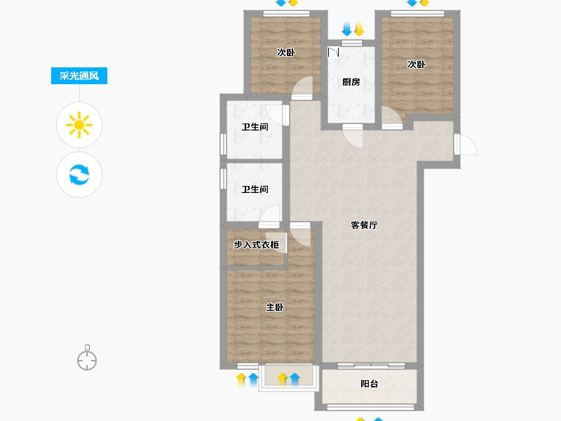 河北省-石家庄市-绿城诚园-91.53-户型库-采光通风