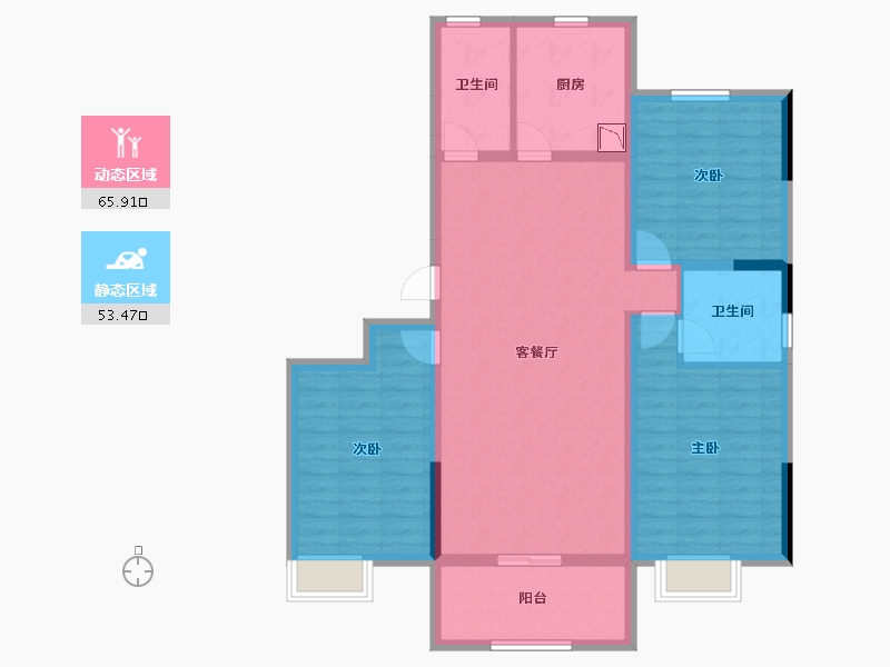 陕西省-渭南市-景和福康大楼-106.98-户型库-动静分区