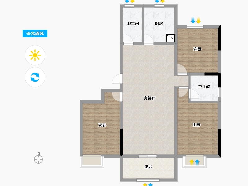 陕西省-渭南市-景和福康大楼-106.98-户型库-采光通风