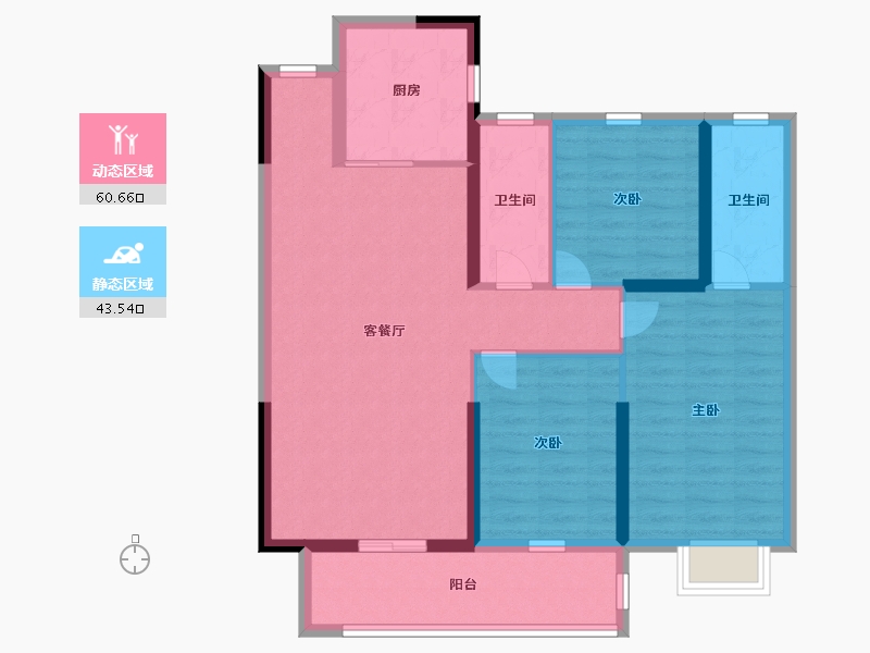 河南省-新乡市-凯旋城双湖-93.00-户型库-动静分区