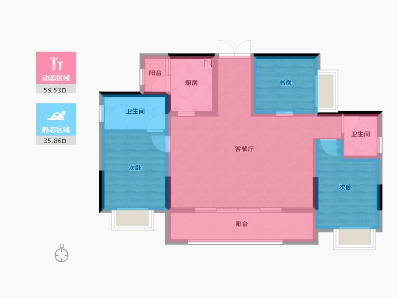 四川省-成都市-万景蓉元-84.46-户型库-动静分区