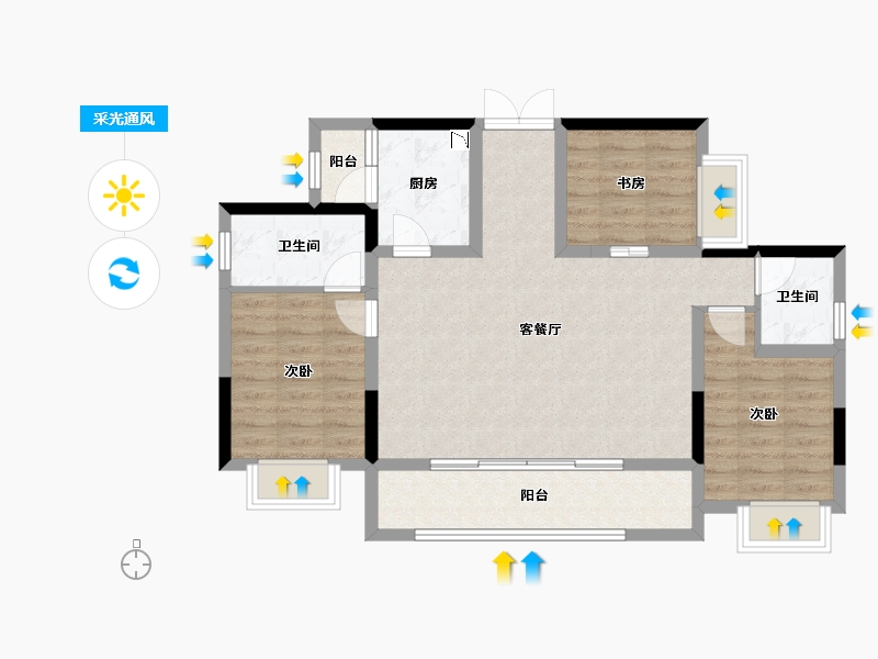 四川省-成都市-万景蓉元-84.46-户型库-采光通风