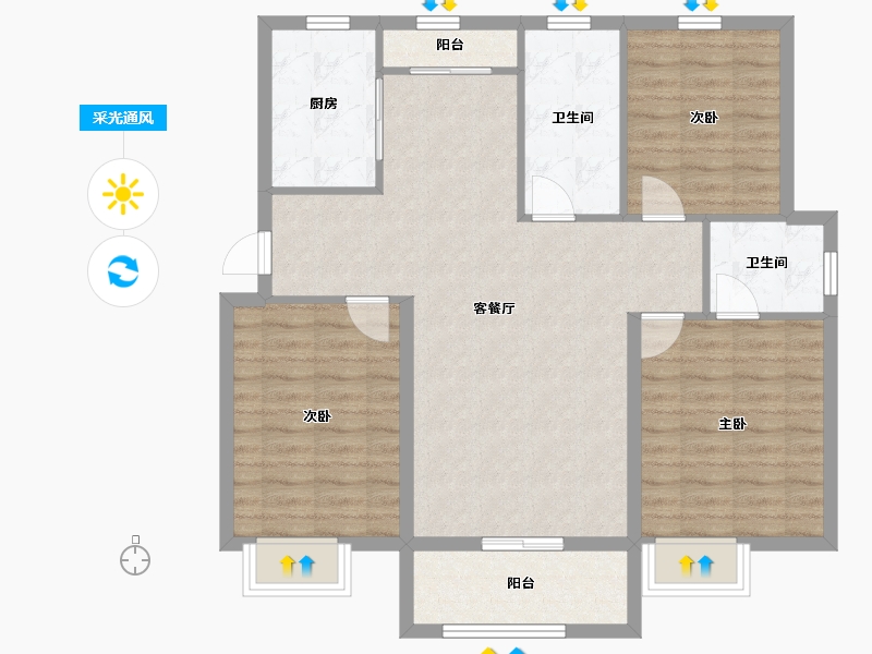 山东省-枣庄市-景惠佳园-96.57-户型库-采光通风