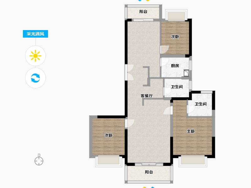 云南省-昆明市-大华公园天下-100.41-户型库-采光通风