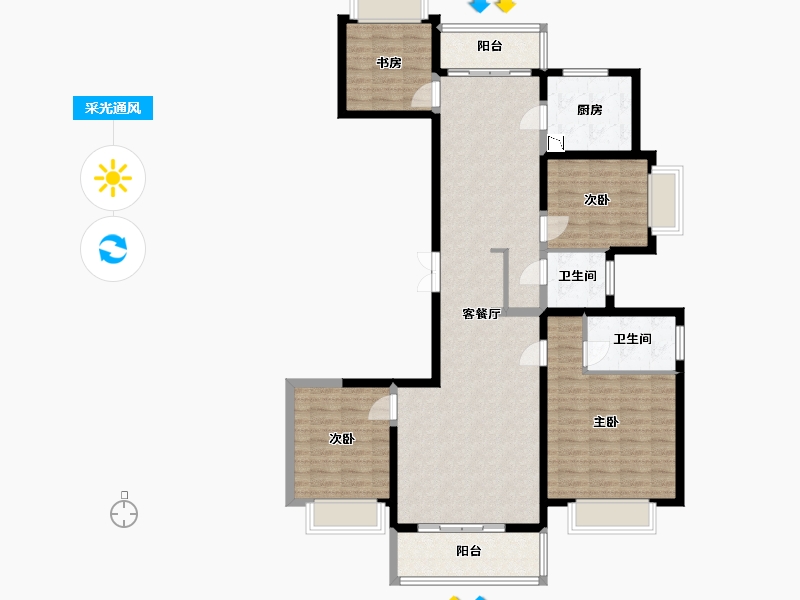 云南省-昆明市-大华公园天下-116.26-户型库-采光通风