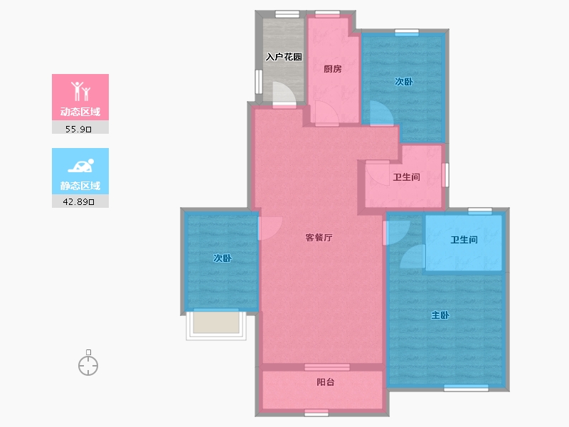 内蒙古自治区-呼和浩特市-呼和浩特恒大翡翠华庭-93.00-户型库-动静分区