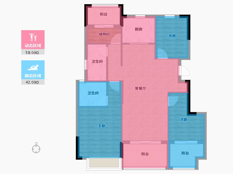 浙江省-嘉兴市-奥园天悦湾-90.01-户型库-动静分区