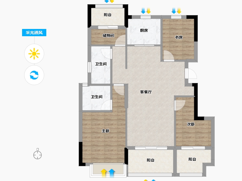 浙江省-嘉兴市-奥园天悦湾-90.01-户型库-采光通风